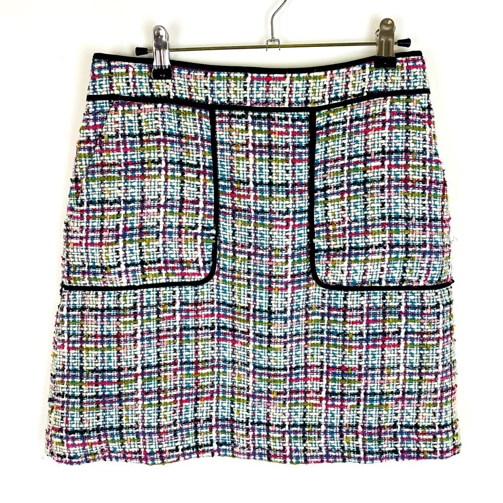 LOFT Size 0 Tweed Skirt Multicolor Lined Mini Skirt with Pockets